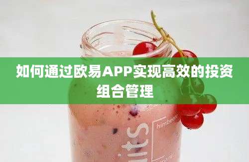 如何通过欧易APP实现高效的投资组合管理